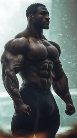 Muscular athlete embodies peak strength in cinematic light.