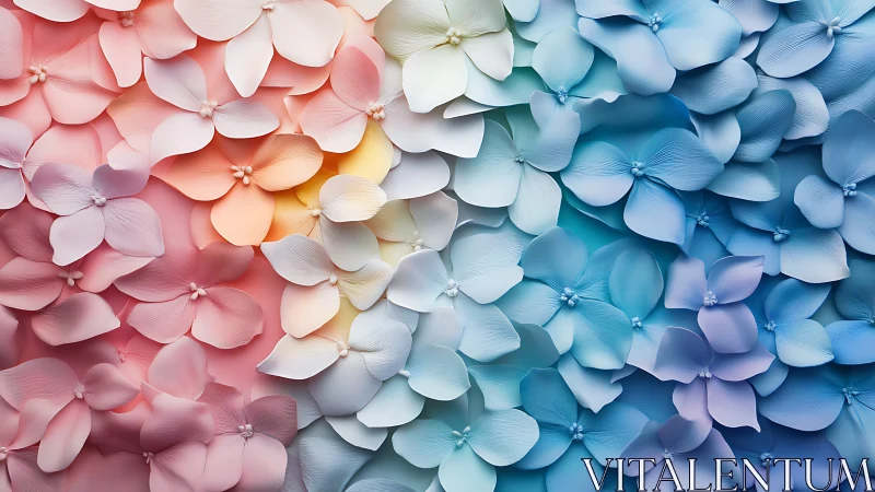 Soft gradient floral wall with layered pastel petals.