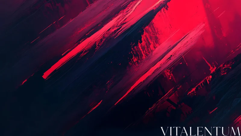 Bold abstract digital painting with red and dark brush strokes.