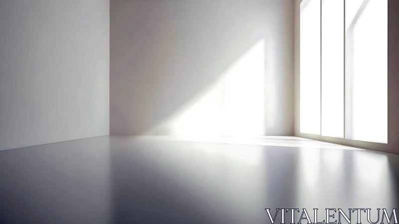 Sunlit minimalist interior renders crisp planar geometry