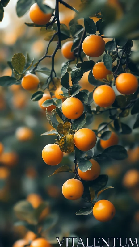 Sunlit citrus chorus hanging in a dreamy orchard hush.