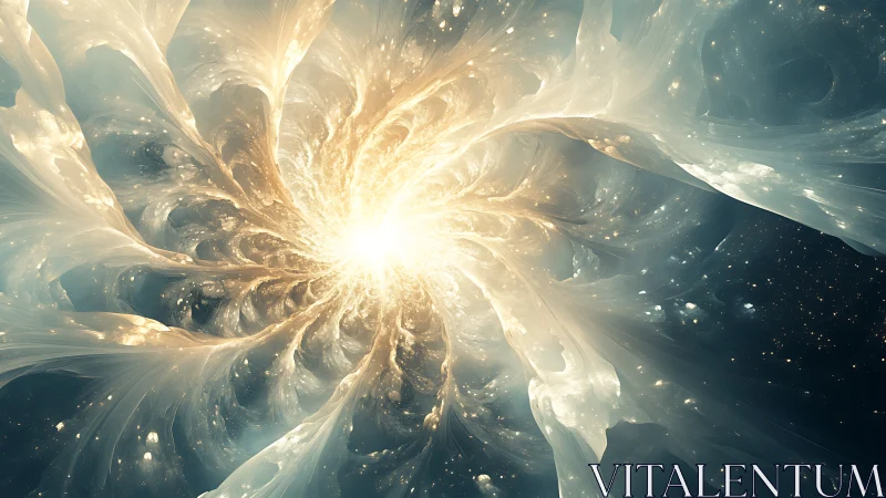 Stellar aurora bloom swirling around a newborn cosmic star.