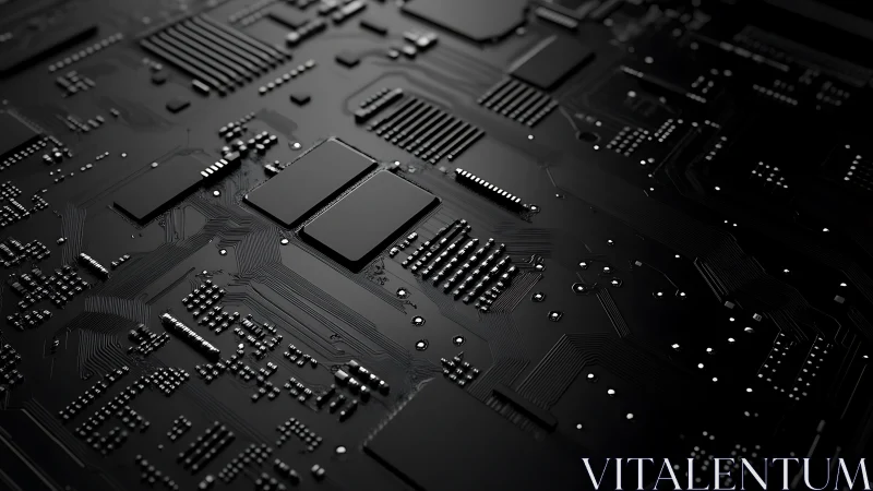 Gleaming black circuit board quietly celebrates modern tech