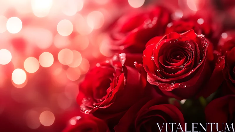 Velvet Roses in Rain: Nature's Romantic Moment.