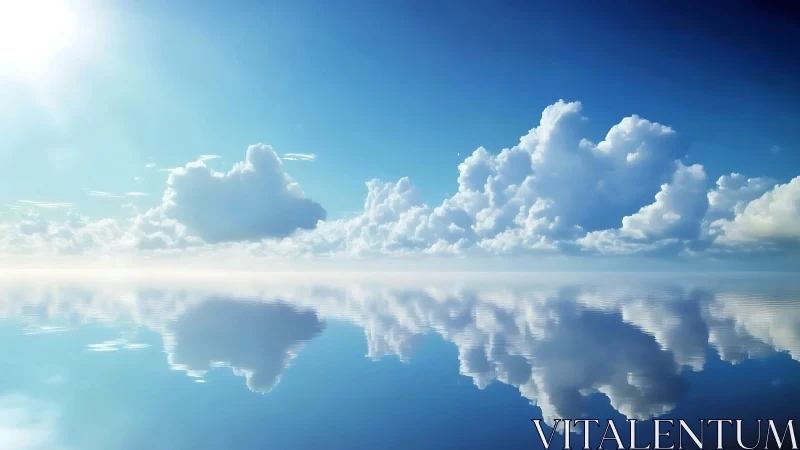 Gentle cloud daydreams mirrored on a glassy blue horizon.