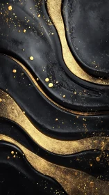 Velvet black waves with flowing ribbons of molten gold.