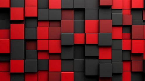 3D Red and Black Geometric Cubes Abstract Digital Art Background.
