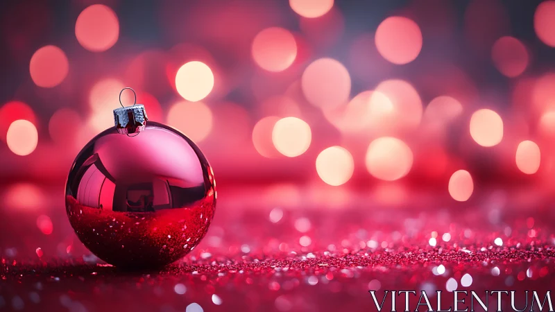 Crimson bauble holds its ground amid swirling holiday lights