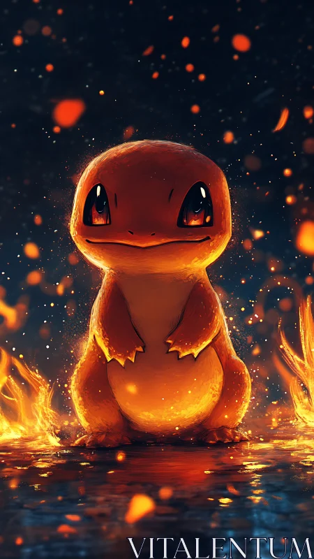Fire-Engulfed Charmander Creature Radiates Intense Heat.