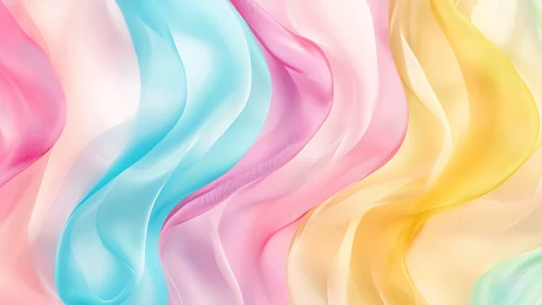 Pastel silk waves flowing in layered abstract ribbons.