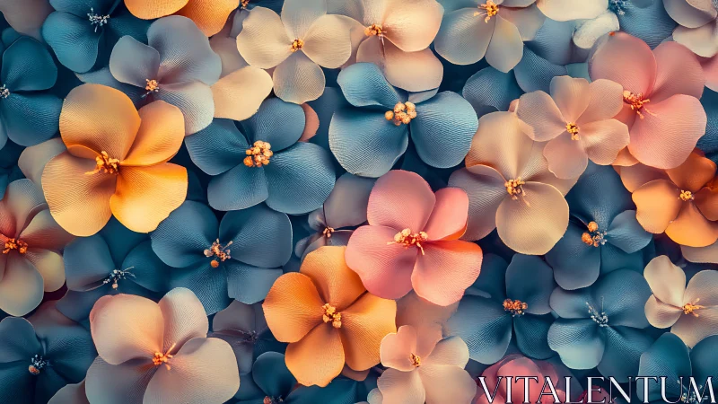 Blooming Petals: Multicolored Floral Composition with Warm and Cool Tones.