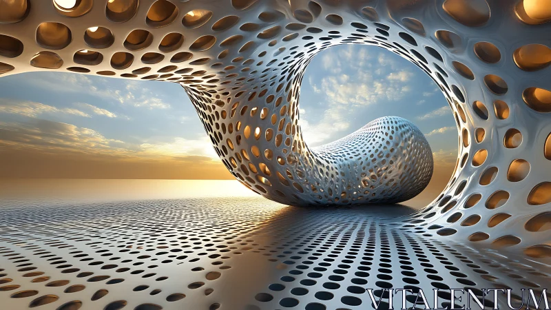 Parametric Perforated Sculptural Form with Geodetic Shell Geometry