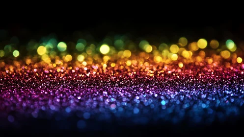 Vibrant rainbow glitter bokeh background with sparkling texture.