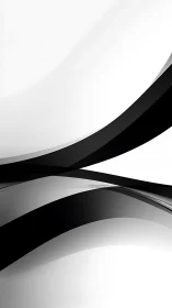 Monochrome ribbon arcs create fluid minimalist tension.