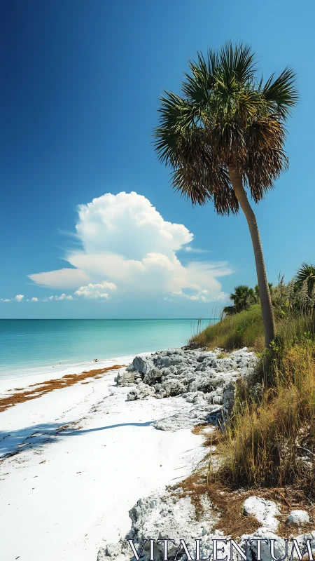Towering Palm Sentinel Watches Over Turquoise Paradise