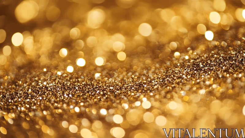 Golden glitter river drifting through soft bokeh light.
