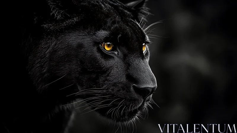 Black Panther Portrait with Golden Eyes.