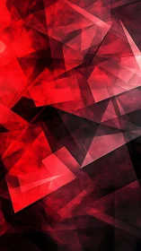 Red geometric shards collide in a dramatic abstract field