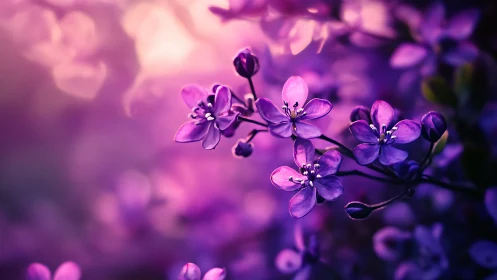 Purple flowers with bokeh background and selective focus.