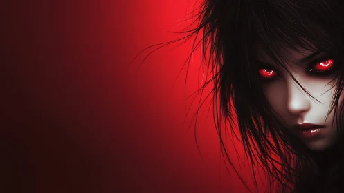 Heterochromatic red-iris portrait in extreme close-up lighting.