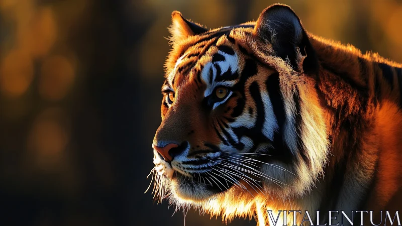 Sunset kindles a tiger’s quiet prowl into amber fire