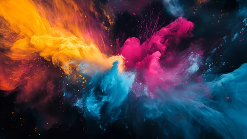 Triadic pigment explosion forms a dynamic chromatic vortex