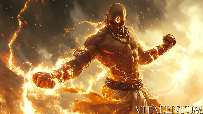 Ember crowned titan roaring against the storm of suns.