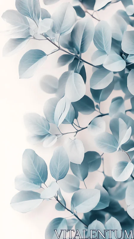 Minimalist botanical branch in soft duotone digital painting.