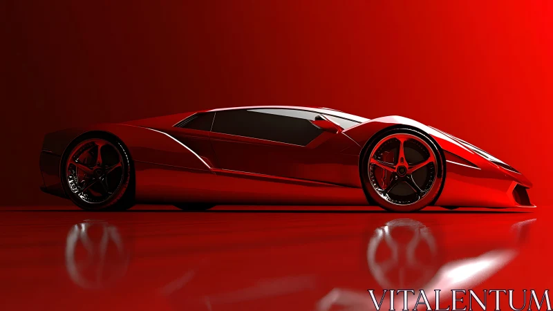 Scarlet concept supercar glows under high gloss studio light.