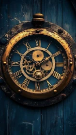 Weathered brass clock warmly reveals its ticking secrets