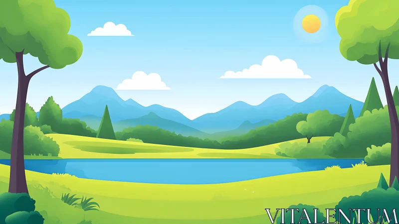 Rolling Valleys Embrace Mountain Peaks Under Golden Sunlight.