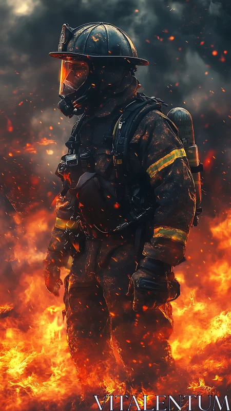 Brave Firefighter Standing Tall Through the Blazing Heat.
