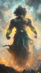 Mythic warrior ascends through blazing elemental vortex