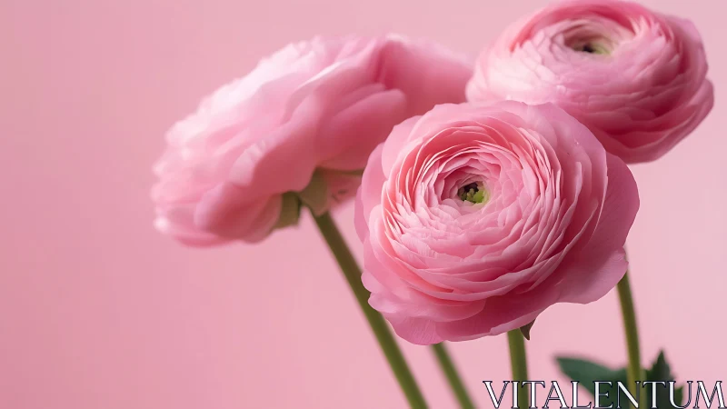 Pink Ranunculus Blooms in Soft Harmony
