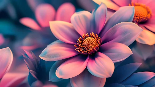 Luminescent Flower Petals: High-Saturation Digital Rendering with Gradient Light Falloff