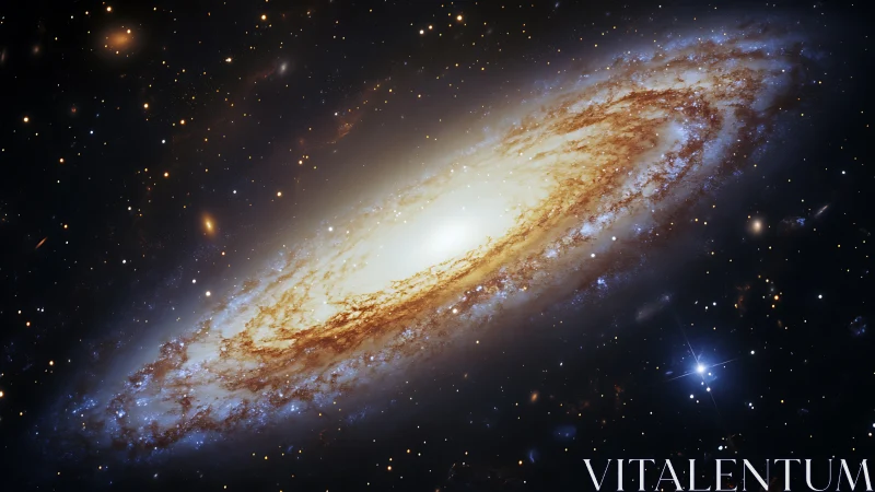 Spiral galaxy glows in deep space with radiant starfields