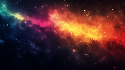 Spectral nebula band renders luminous gas clouds in deep space