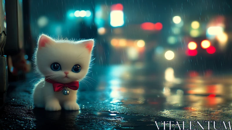 Snowy Kitten's Rainy City Adventure Awaits.