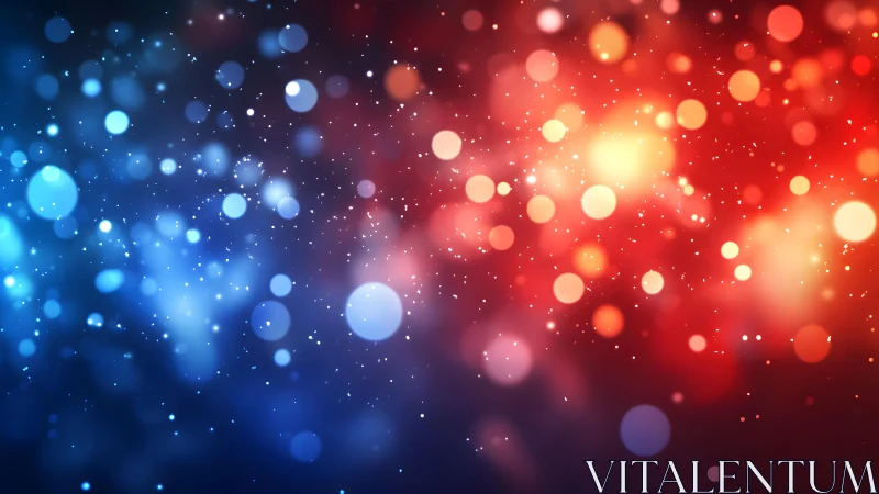 Abstract bokeh lights background in vibrant blue and red hues.