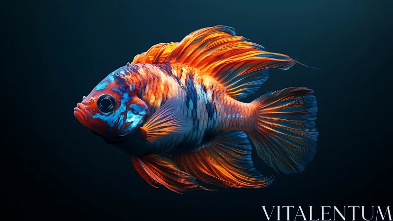 Digital rendering of vibrant ornamental fish in profile.