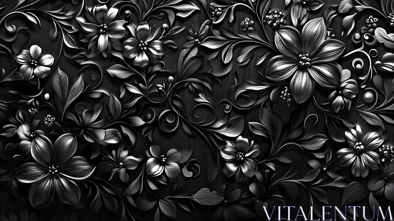 Monochromatic Floral Tapestry: Ornate Blooms Emerge.