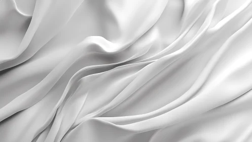 Flowing White Silk Fabric Abstract Texture, Elegant Minimalist Art.