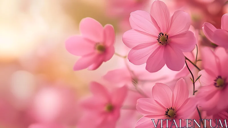 Cosmos Whispers in Pink: Nature's Delicate Bloom Show.