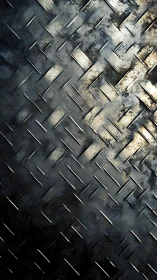 Weathered metal diamond plate catches light with quiet strength