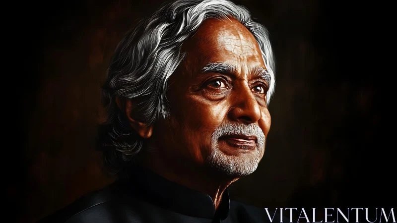 Elderly man portrait with intense side lighting and depth.