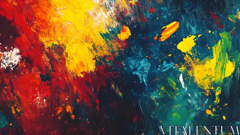 Vivid Abstract Painting with Bold Brushstrokes and Dynamic Colors.
