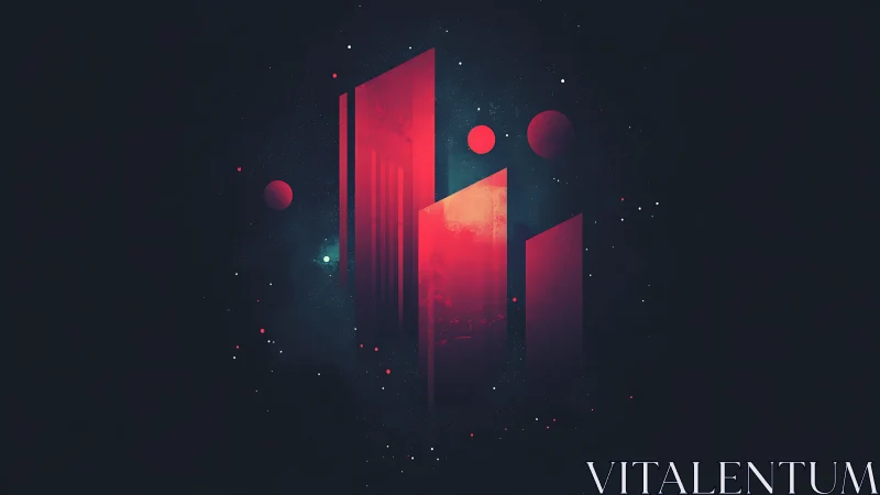 Galactic red pillars rise through a dark astral void