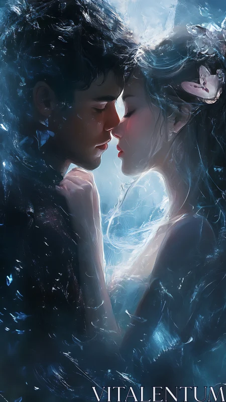 Two figures in ethereal composition with crystalline overlay.