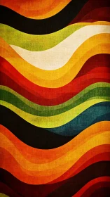 Layered chromatic wave bands form textured retro gradient field