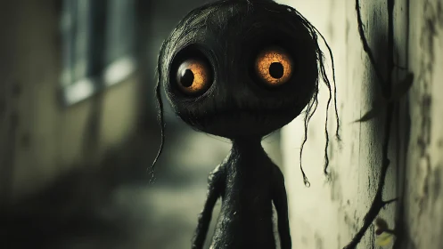 Little midnight watcher with big curious golden eyes.